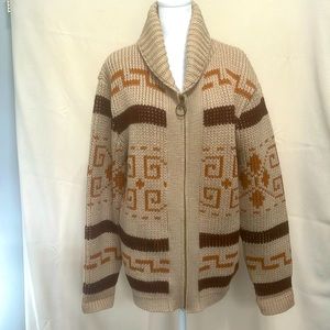 Pendleton Tan and Brown Geometric Cardigan